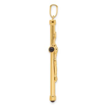 Large 14K Gold INRI Crucifix Pendant with Black Onyx Tips 2