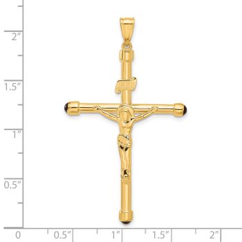 Large 14K Gold INRI Crucifix Pendant with Black Onyx Tips 4