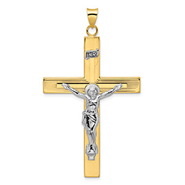 Men's Extra-Large INRI Latin Crucifix Pendant in 14K Two-Tone Gold