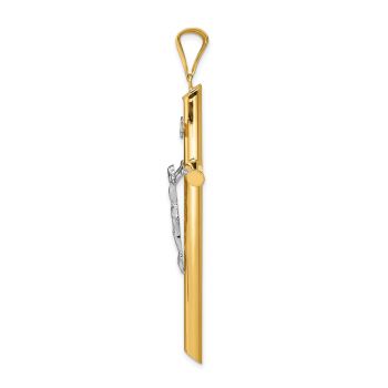 Large 14K Two-Tone Gold INRI Polished Tube Crucifix Pendant 2