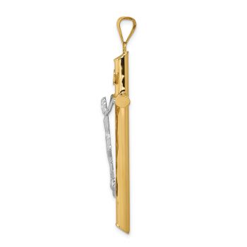 Large INRI Polished Tube Crucifix Pendant in 14K Two-Tone Gold 2