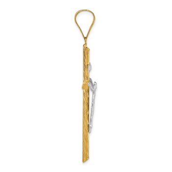 Large 14K Two-Tone Gold Textured INRI Crucifix Pendant 2
