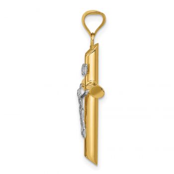 Medium INRI Tube Crucifix Pendant in 14K Two-Tone Gold 2