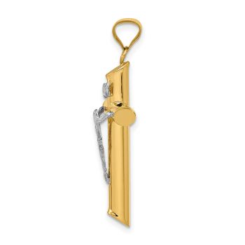 Medium 14K Two-Tone Gold Thick INRI Tube Crucifix Pendant 2