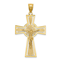 Men's Celtic Cut-Out Crucifix Pendant in 14K Gold