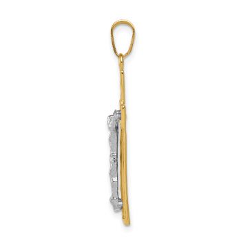 Men's 14K Two-Tone Gold Diamond-Cut Textured Crucifix Pendant 2