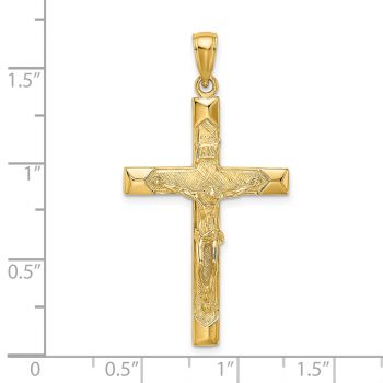 Men's 14K Gold Engraved INRI Crucifix Pendant 3