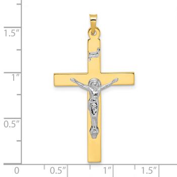 14K Two-Tone Solid Gold INRI Crucifix Pendant for Men 4