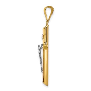 14K Two-Tone Gold INRI Plain Tube Crucifix Pendant for Men 2