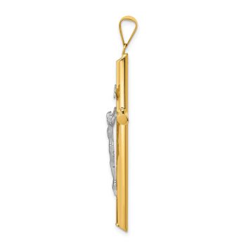 Men's 14K Two-Tone Gold INRI Polished Tube Crucifix Pendant 2