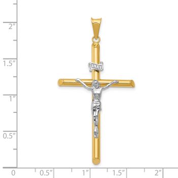 Men's 14K Two-Tone Gold INRI Polished Tube Crucifix Pendant 3