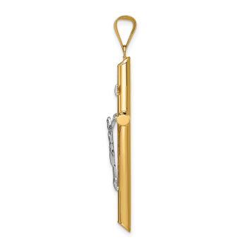 Men's INRI Polished Tube Crucifix Pendant in 14K Two-Tone Gold 2