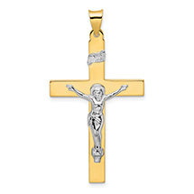 Men's Large INRI Crucifix Pendant in 14K Two-Tone Gold