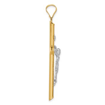 Men's Large INRI Polished Tube Crucifix Pendant in 14K Two-Tone Gold 2
