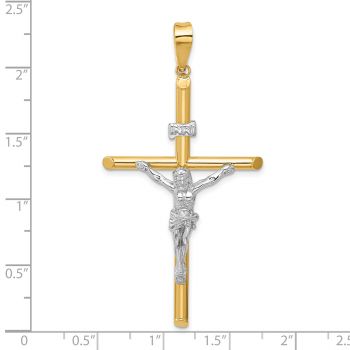 Men's Large INRI Polished Tube Crucifix Pendant in 14K Two-Tone Gold 3