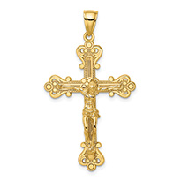 Large Ornate Crucifix Pendant for Men in 14K Gold