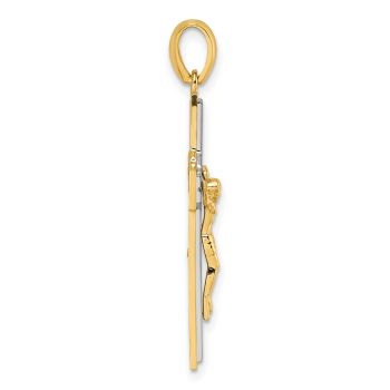 Men's Modern Crucifix Pendant in 14K Two-Tone Gold 2