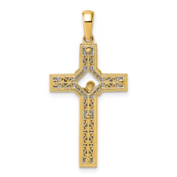 Men's Modern Crucifix Pendant in 14K Two-Tone Gold 3
