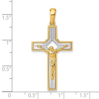 Men's Modern Crucifix Pendant in 14K Two-Tone Gold 4