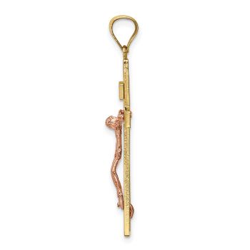 Men's Plain 14K Two-Tone Gold INRI Crucifix Pendant 2