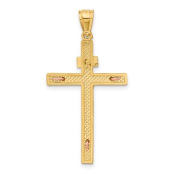 Men's Plain 14K Two-Tone Gold INRI Crucifix Pendant 3