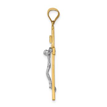 Men's Plain INRI Crucifix Pendant in 14K Two-Tone Gold 2