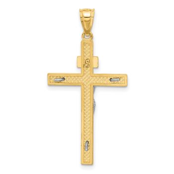 Men's Plain INRI Crucifix Pendant in 14K Two-Tone Gold 3