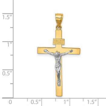 Men's Plain INRI Crucifix Pendant in 14K Two-Tone Gold 4