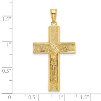 14K Gold Satin Crucifix Pendant for Men 3