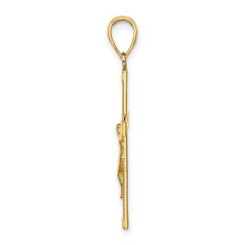 Men's 14K Gold Textured Crucifix Pendant 2