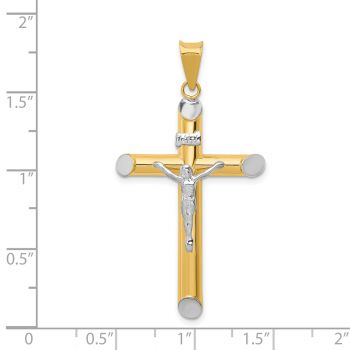 Men's INRI Thick Tube Crucifix Pendant in 14K Two-Tone Gold 3