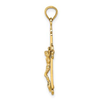 Open Crosshatch Crucifix Pendant in 14K Gold 2