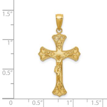 Ornate Scrollwork Crucifix Pendant in 14K Gold 3