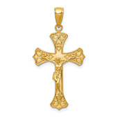 Ornate Scrollwork Crucifix Pendant in 14K Gold