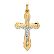 14K Two-Tone Gold Passion INRI Crucifix Pendant
