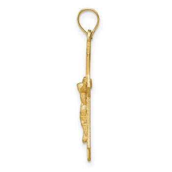 14K Gold Satin Diamond-Cut Crucifix Pendant 2