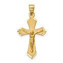 14K Gold Satin Diamond-Cut Crucifix Pendant