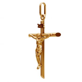 Small Tiny 22K Gold Women’s INRI Crucifix Pendant 3