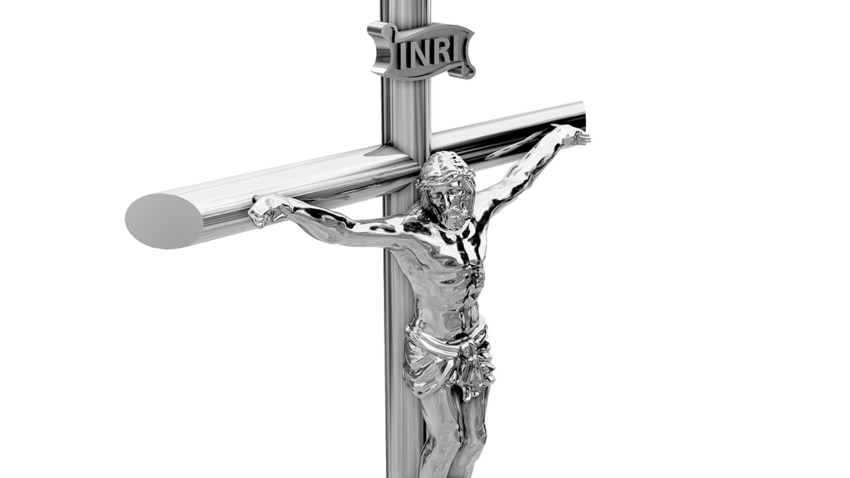 Small Silver INRI Crucifix Pendant for Women