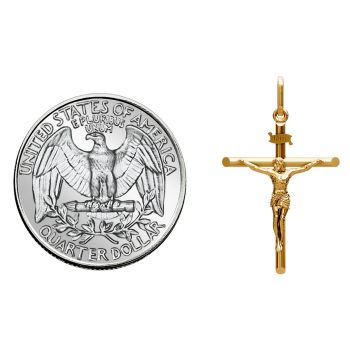 Small Tiny 22K Gold Women’s INRI Crucifix Pendant 6