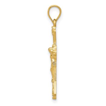 Small 14K Gold Fleur de Lis Crucifix Pendant 2