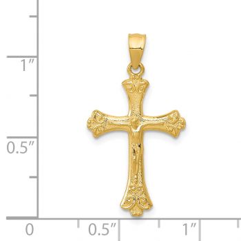 Small 14K Gold Fleur de Lis Crucifix Pendant 3
