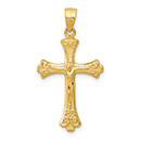 Small 14K Gold Fleur de Lis Crucifix Pendant