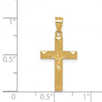 Small Textured Crucifix Pendant in 14K Gold 3