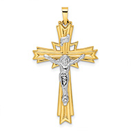 Star of Bethlehem INRI Crucifix Pendant in 14K Two-Tone Gold