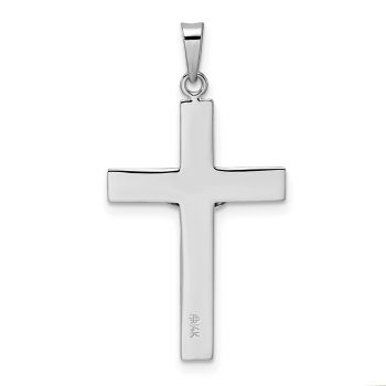 14K White Gold Striped Crucifix Pendant 3