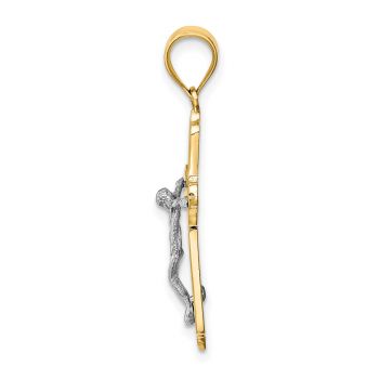 14K Two-Tone Gold Textured Crucifix Pendant 2