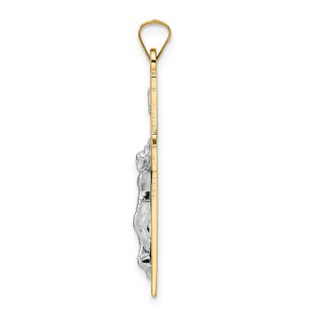 14K Two-Tone Gold Traditional INRI Crucifix Pendant 2