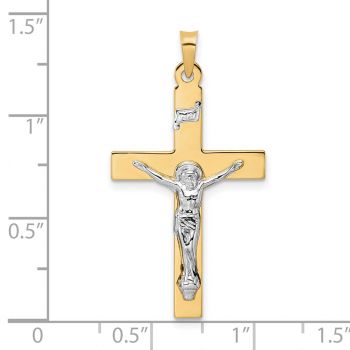 14K Two-Tone Gold Traditional INRI Crucifix Pendant 4