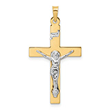 14K Two-Tone Gold Traditional INRI Crucifix Pendant